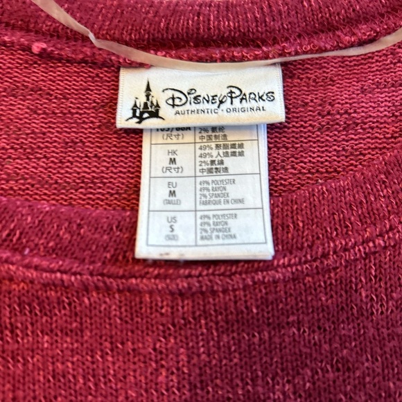 Disney Parks Mickey & Minnie Crewneck lightweight sweater Burgundy Red Sz Small. - Picture 4 of 9